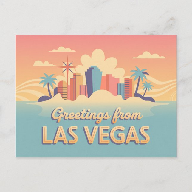 Vintage Greetings from Las Vegas Classic Retro Postcard (Front)