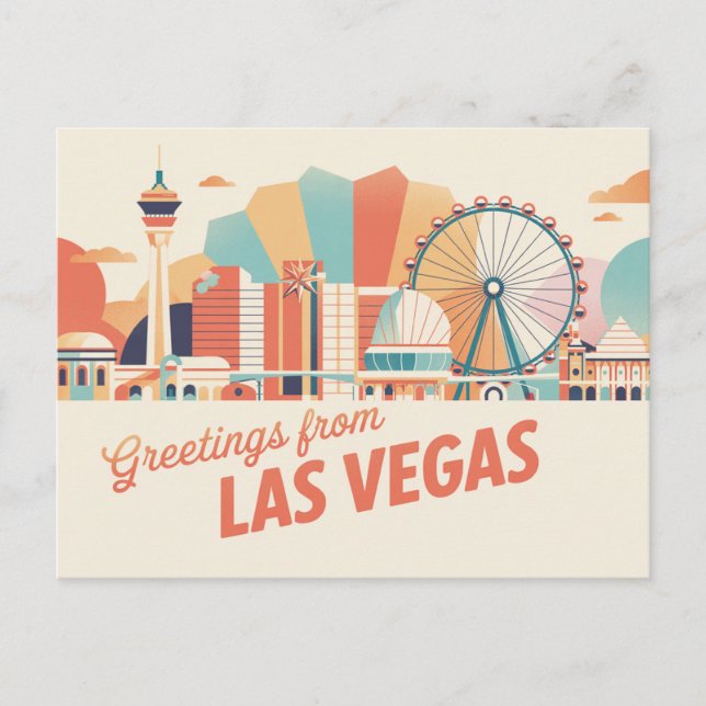 Vintage Greetings from Las Vegas Classic Retro Postcard (Front)