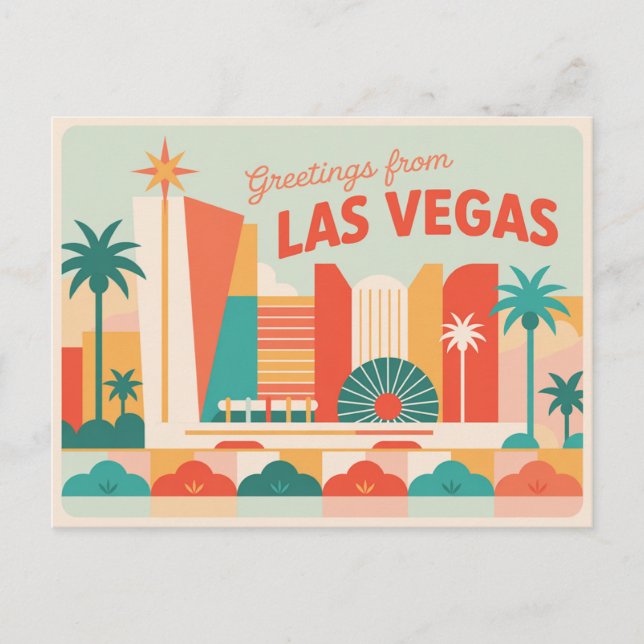 Vintage Greetings from Las Vegas Classic Retro Postcard (Front)