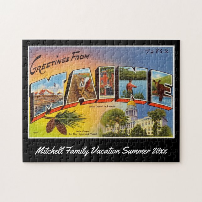 Vintage Greetings from Maine Postcard Souvenir Jigsaw Puzzle (Horizontal)