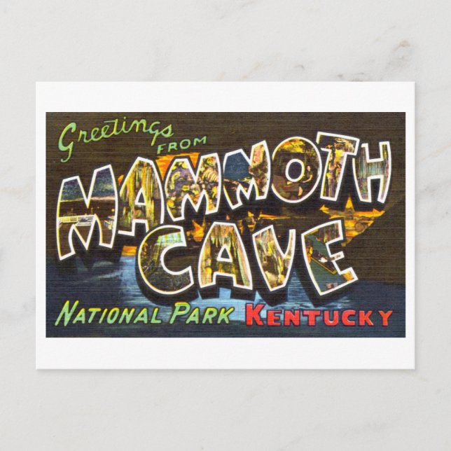 Vintage Greetings from Mammoth Cave in Kentucky Postcard (Front)