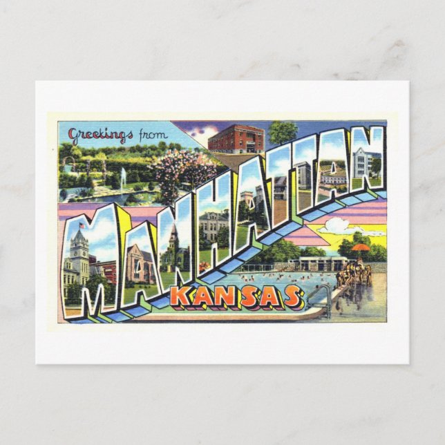 Vintage Greetings from Manhattan, Kansas Postcard (Front)