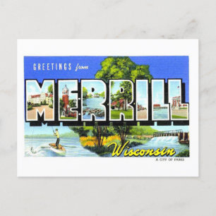 Vintage Greetings from Merrill, Wisconsin, Postcard