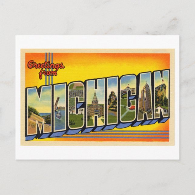 Vintage Greetings from Michigan Postcard (Front)