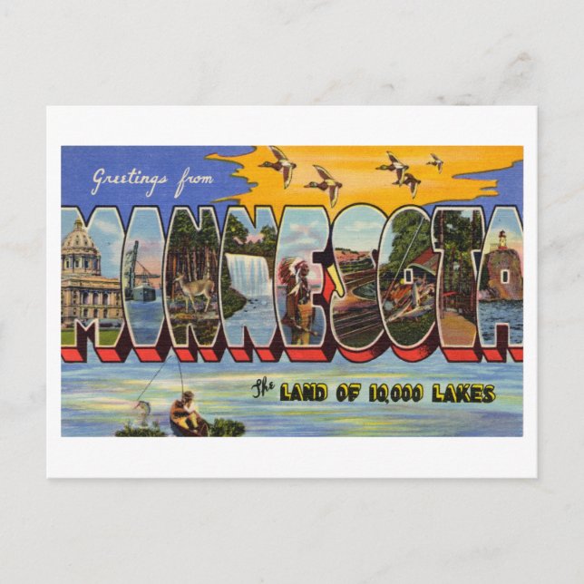 Vintage Greetings from Minnesota Postcard (Front)