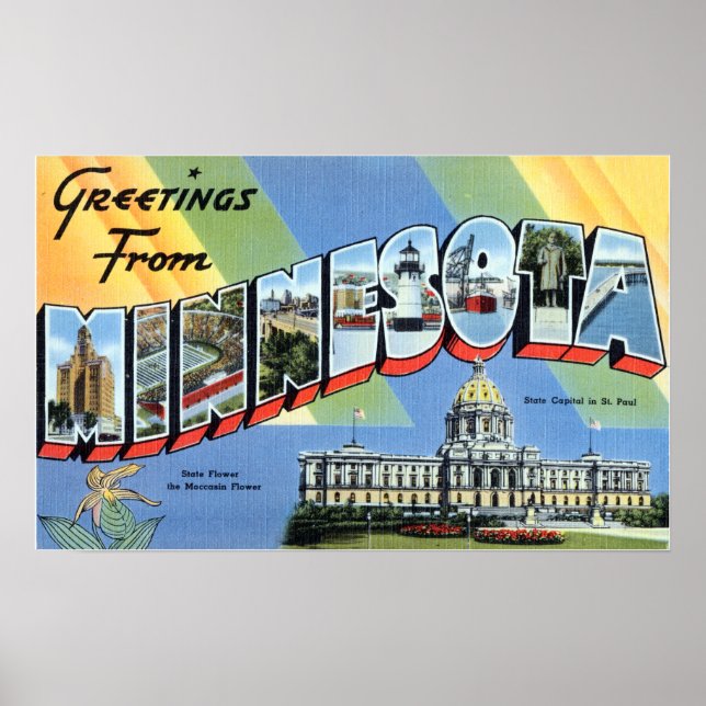 Vintage Greetings From Minnesota Travel Poster (Front)