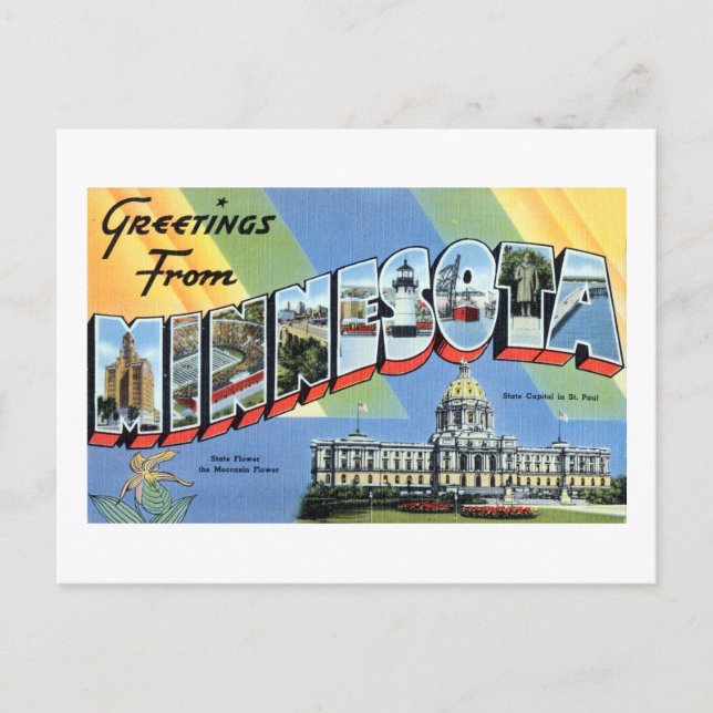 Vintage Greetings From Minnesota Travel Poster Postcard (Front)