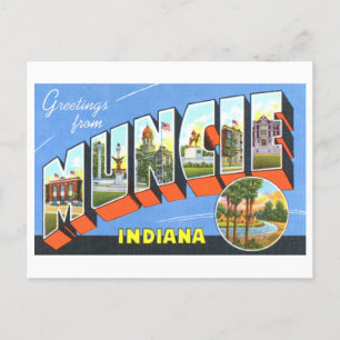 Vintage Greetings from Muncie, Indiana Postcard