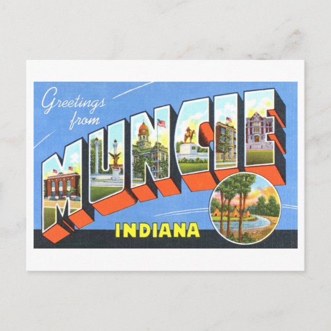 Vintage Greetings from Muncie, Indiana Postcard (Front)