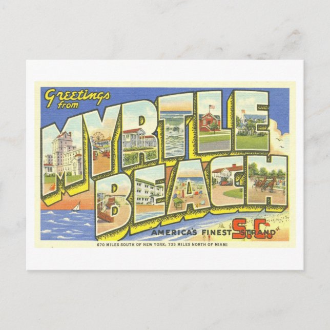 Vintage Greetings from Myrtle Beach, SC, Postcard (Front)