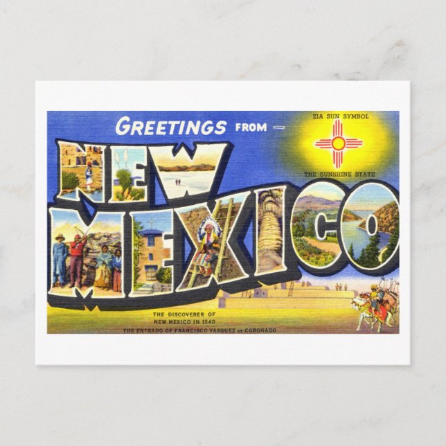 Vintage Greetings from New Mexico Postcard (Front)