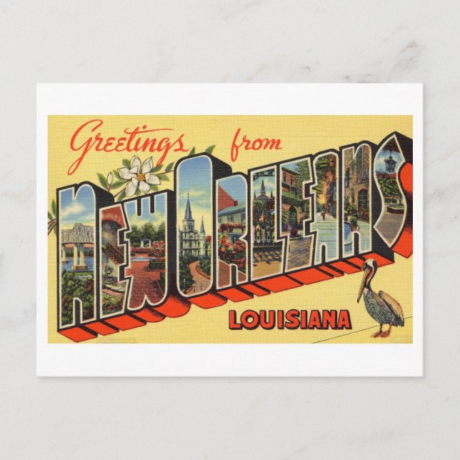 Vintage Greetings from New Orleans, Louisiana Postcard (Front)
