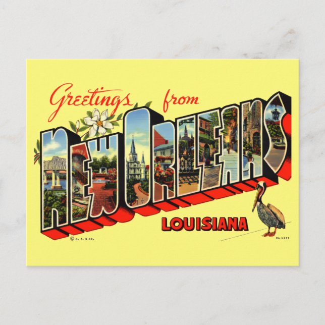 Vintage Greetings From New Orleans Travel Postcard (Front)