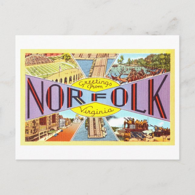 Vintage Greetings from Norfolk, Virginia Postcard (Front)