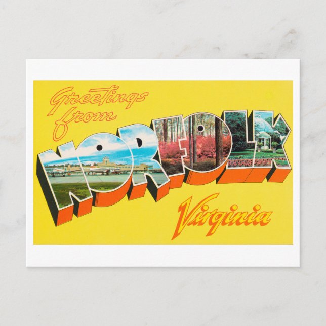 Vintage Greetings from Norfolk, Virginia Postcard (Front)
