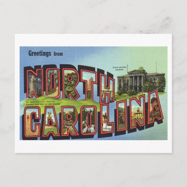 Vintage Greetings from North Carolina Postcard (Front)