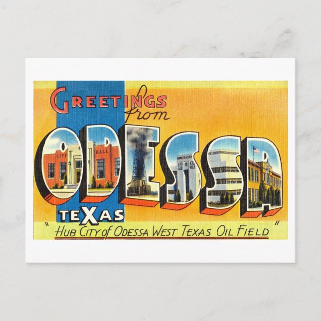 Vintage Greetings from Odessa, Texas Postcard (Front)
