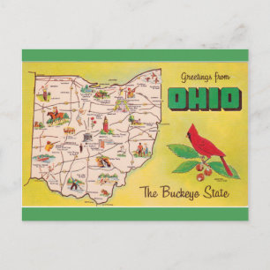 Vintage Greetings From Ohio The Buckeye State Postcard