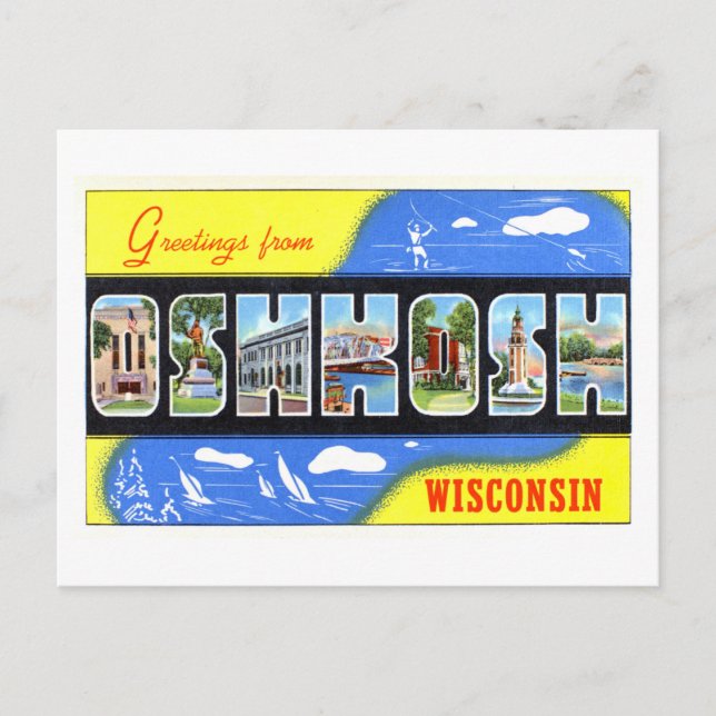 Vintage Greetings from Oshkosh, Wisconsin, Postcard (Front)