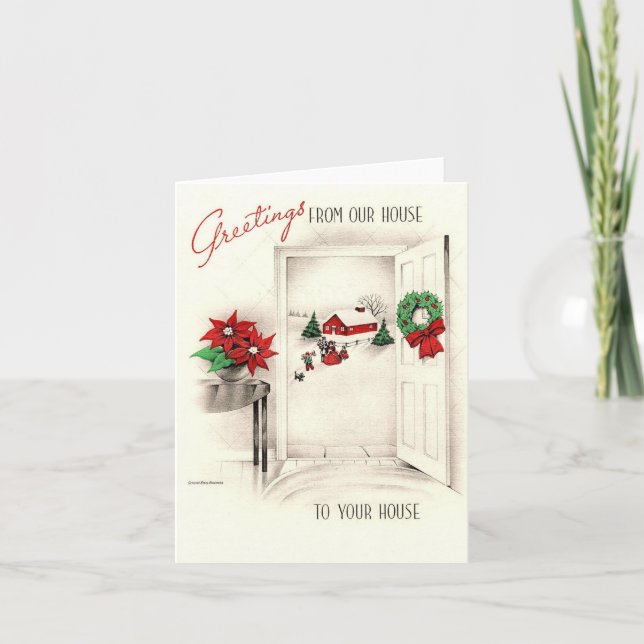 Vintage Greetings From Our House Christmas Card (Front)