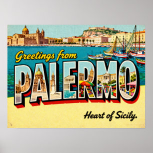 Vintage Greetings from Palermo Poster