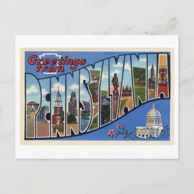 Vintage Greetings from Pennsylvania Postcard (Front)