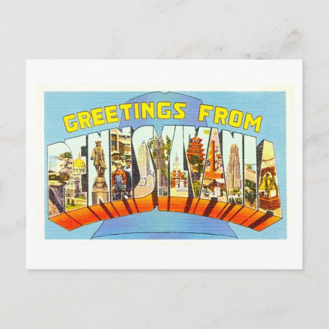 Vintage Greetings from Pennsylvania Postcard (Front)