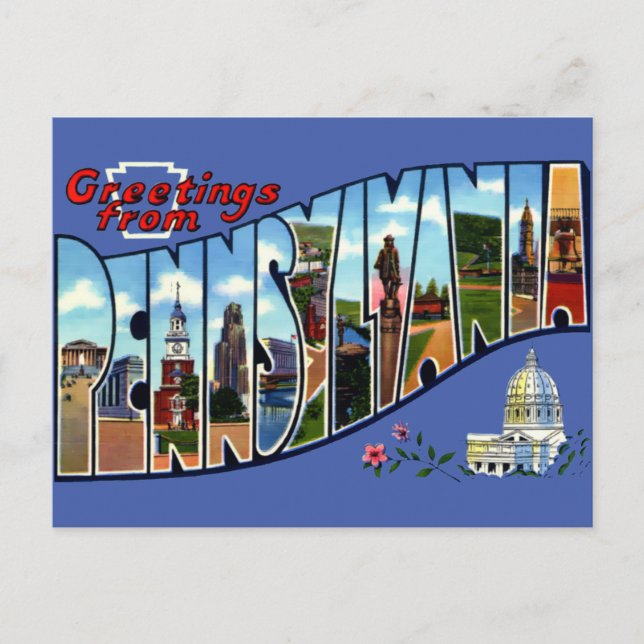 Vintage Greetings From Pennsylvania Travel Postcard (Front)