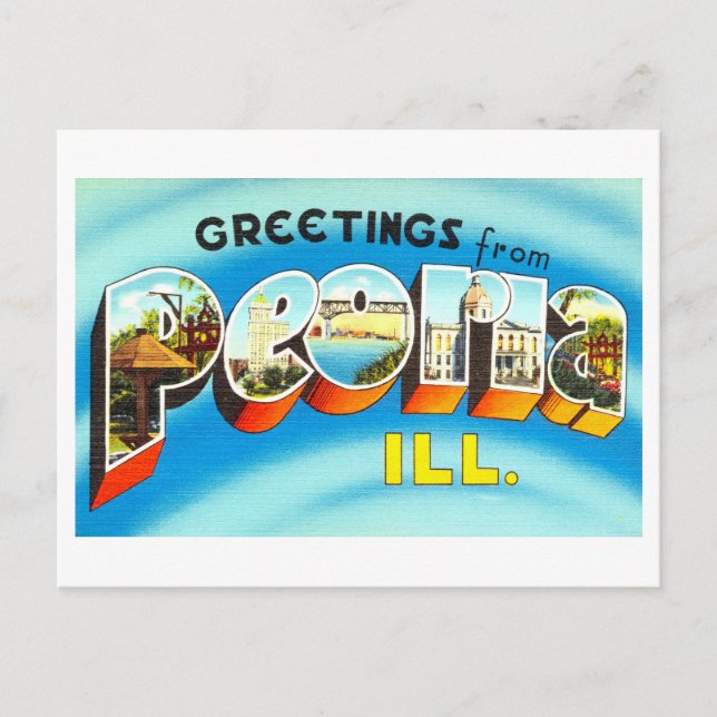Vintage Greetings from Peoria, Illinois Postcard (Front)