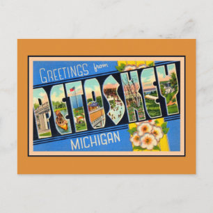 Vintage greetings from Petoskey Michigan Postcard