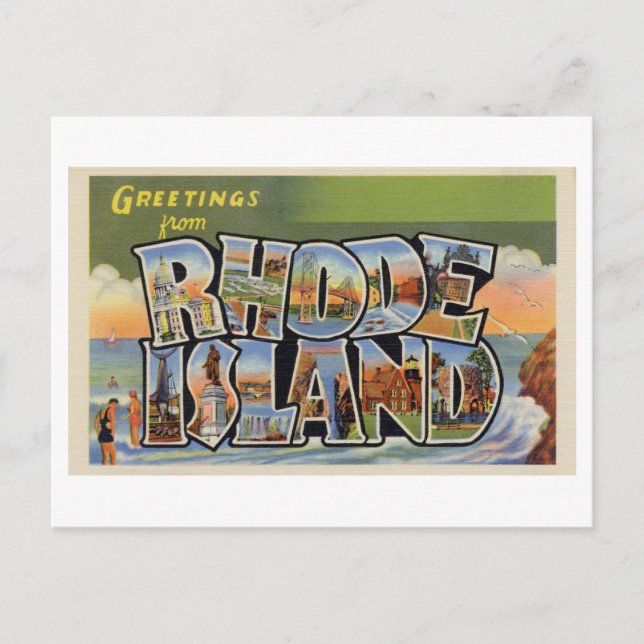 Vintage Greetings from Rhode Island Postcard (Front)