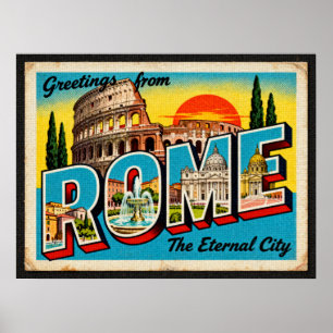 Vintage Greetings from Rome Poster