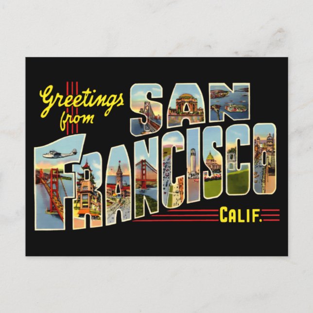 Vintage Greetings From San Francisco Travel Postcard (Front)
