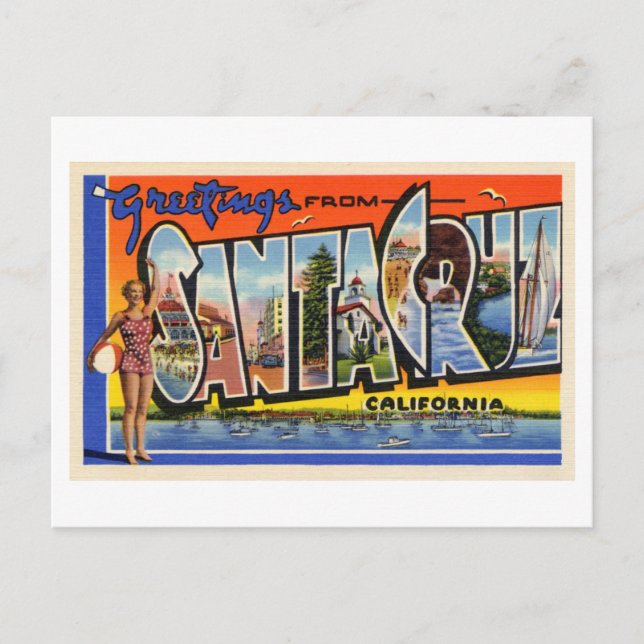 Vintage Greetings from Santa Cruz, California Postcard (Front)