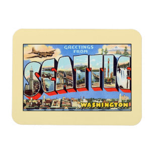 Vintage greetings from Seattle Washington Magnet