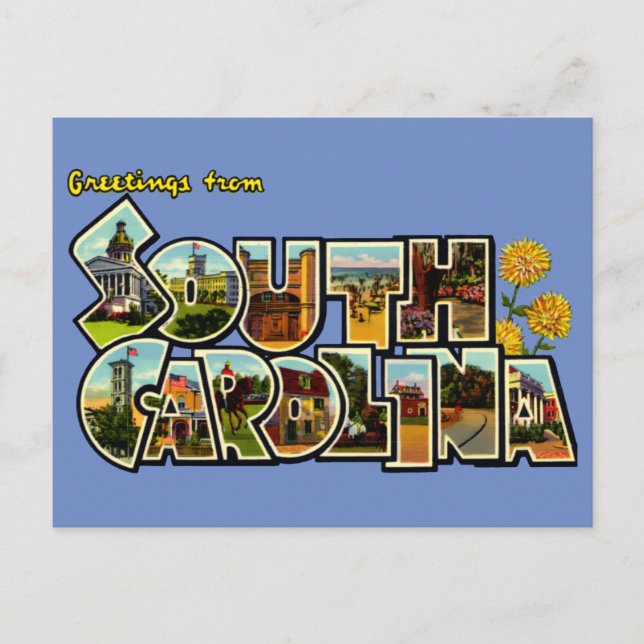 Vintage Greetings From South Carolina Travel Postcard (Front)