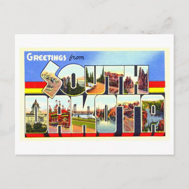 Vintage Greetings from South Dakota Postcard (Front)