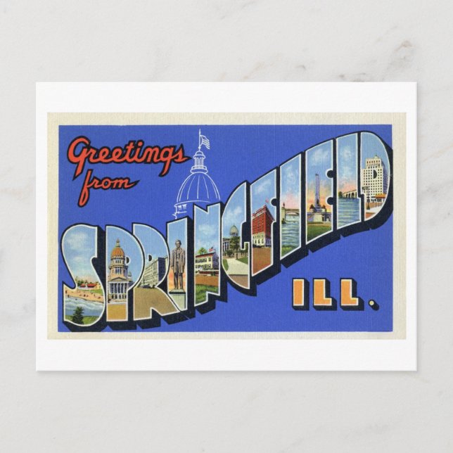 Vintage Greetings from Springfield, Illinois Postcard (Front)