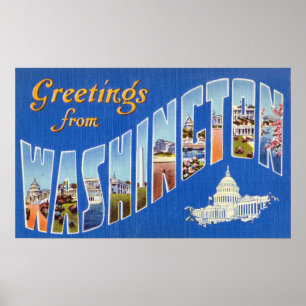 Vintage Greetings From the City of Washington DC Poster