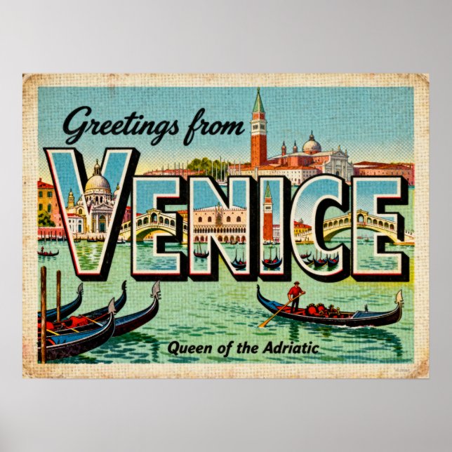 Vintage Greetings from Venice Poster (Front)