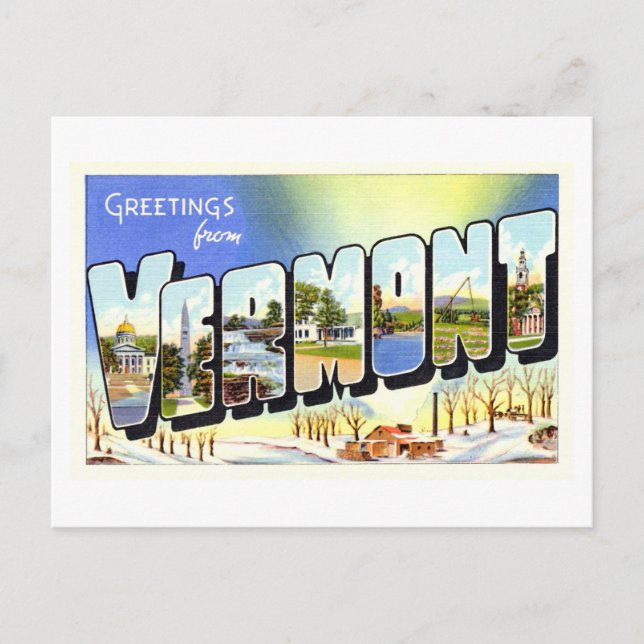 Vintage Greetings from Vermont Postcard (Front)