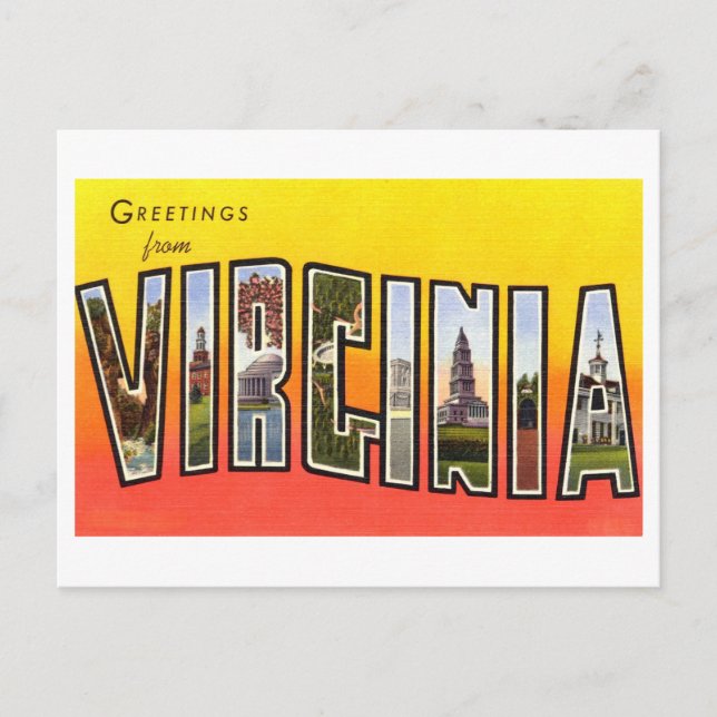 Vintage Greetings from Virginia Postcard (Front)