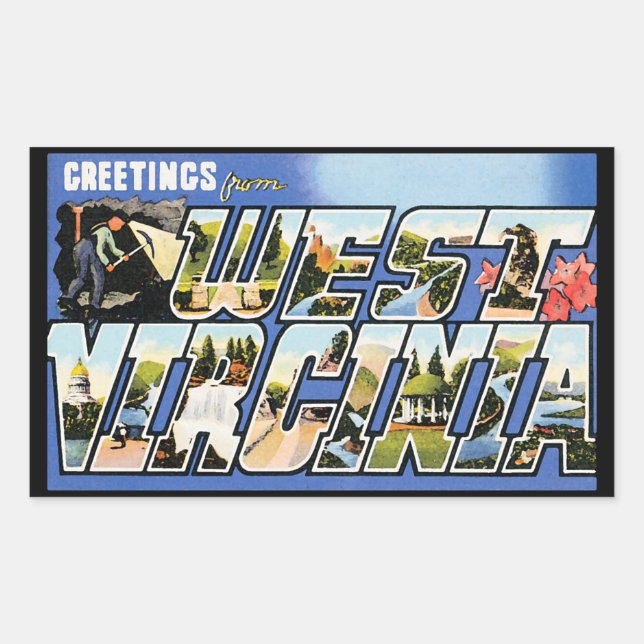 Vintage Greetings from West Virginia Rectangular Sticker (Front)
