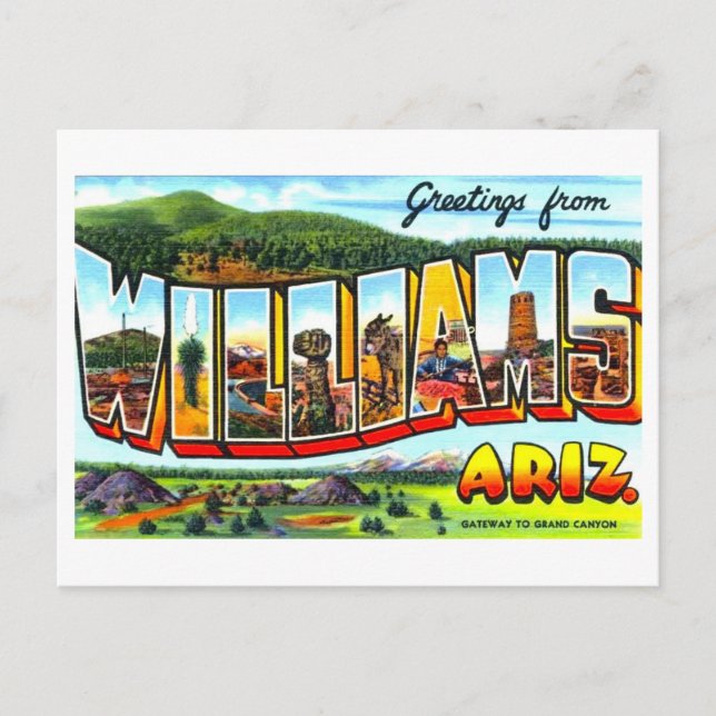 Vintage Greetings from Williams, Arizona Postcard (Front)