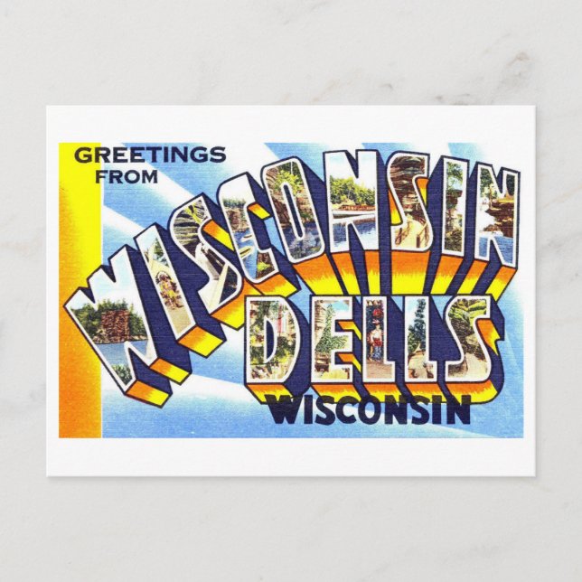 Vintage Greetings from Wisconsin Dells Postcard (Front)