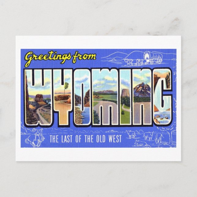Vintage Greetings from Wyoming Postcard (Front)