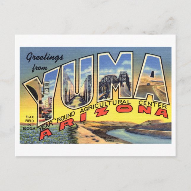 Vintage Greetings from Yuma, Arizona Postcard (Front)