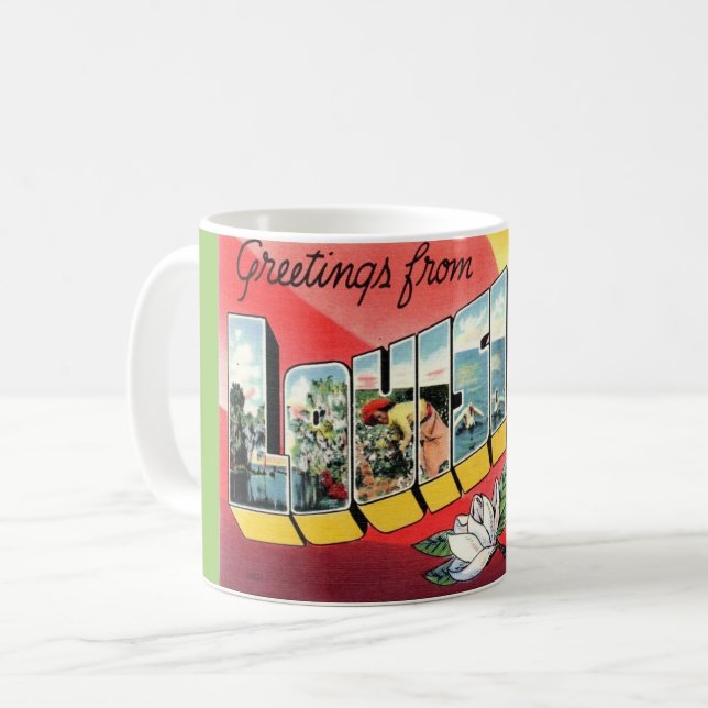 Vintage Greetings Louisiana  Coffee Mug (Front Left)
