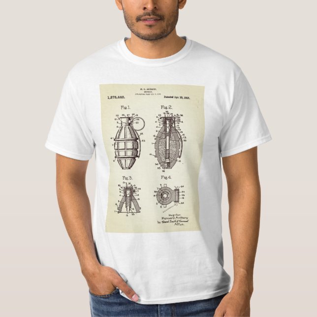Vintage Grenade Patent T-Shirt (Front)
