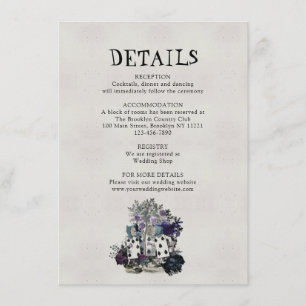 Vintage Grey Alice in Wonderland Wedding Details Enclosure Card